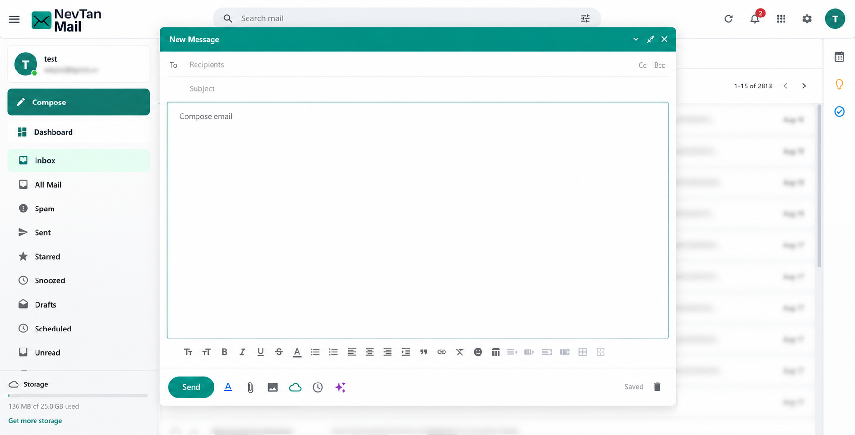 Compose formatting toolbar